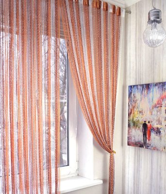 Нитки шторы с люрексом 300x280 cm Карамель оранжево-белый (NL-201) 1376094371 фото