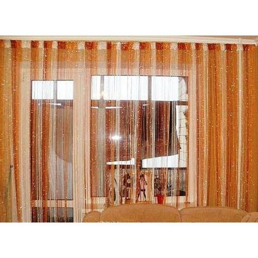 Модные шторы нити сделают великолепный акцент в Вашем интерьере Нитяные шторы помогут красиво задекорировать окно в спальне, гостиной или на кухне. Часто их используют, чтоб разделить пространство в большой комнате, отделить рабочее место от остальной час 1376094371 фото