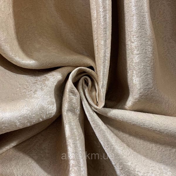 Плотная шторная ткань велюр блэкаут софт светло бежевого цвета, высота 2.8 м на метраж (250-5) 1526100689 фото