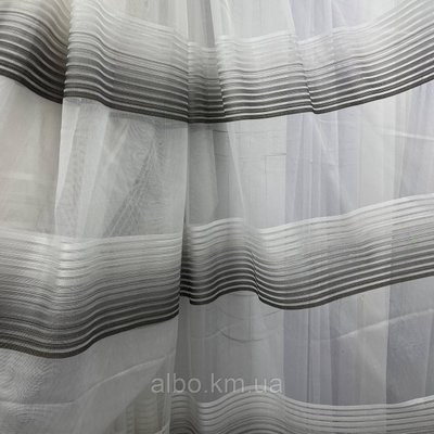 Білий тюль з фатину з смужками градієнтом білого, сірого і графітового кольору, висота 2.8 м (ROWI-DEGRADE GRI) 1531802002 фото