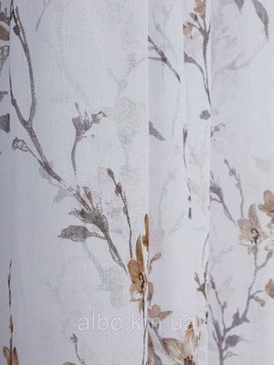 Красивый тюль из батиста с светло-коричневыми цветами на метраж, высота 2.8 м (611-3-T) 1266585667 фото