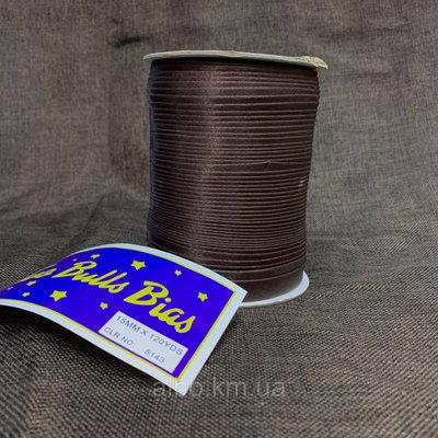 Коса бейка атласна шоколадного кольору для окантовки, ширина 15 мм моток 100 м (FU-8143) 1872640670 фото
