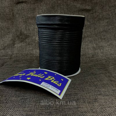 Косая бейка атласная черного цвета для окантовки, ширина 15 мм моток 100 м (FU-8194) 1872649582 фото