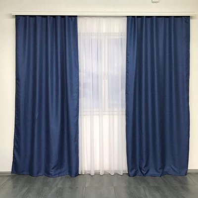 Готовые шторы Синие лен 270*150 см модные плотные портьеры для спальни и гостиной 1130515419 фото