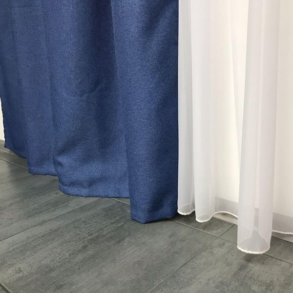 Готові штори Сині льон 270*150 см модні щільні портьєри для спальні та вітальні 1130515419 фото