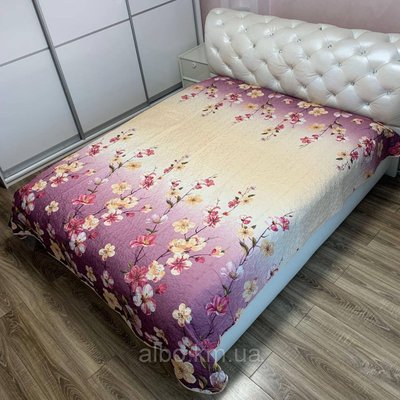 Покривало на диван ліжко з квітковим принтом, фіолетове (М15-2) 1600758564 фото