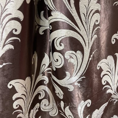 Щільна шторна тканина велюр блекаут софт кольору гіркий шоколад з вензелями, висота 2.8 м на метраж (202-1) 1361676283 фото