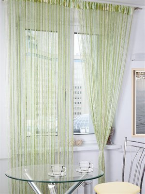 Кисейные занавески в дом кабинет спальню, шторы-нити для комнаты балкона Зелено-салатово-кремовые (NL-209) 1305405192 фото