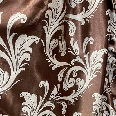 Щільна шторна тканина велюр блекаут софт кольору молочний шоколад з вензелями, висота 2.8 м на метраж (202-2) 1361685470 фото