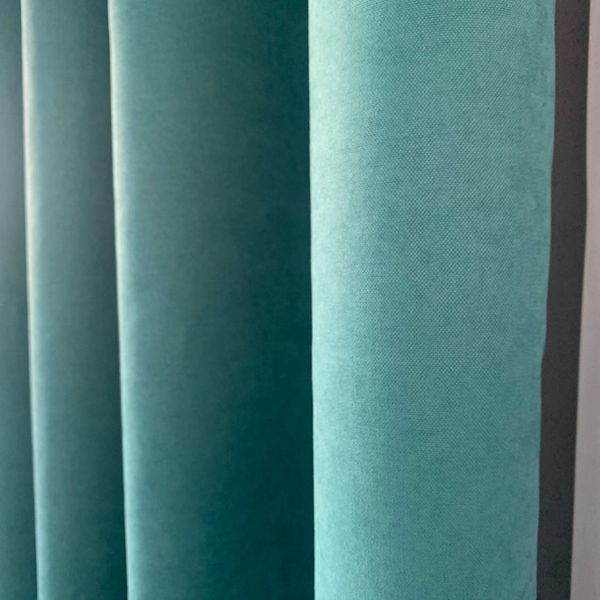 Красиві стильні штори однотонні мікровелюр на тасьмі, комплект готових штор для залу Бірюзові 1275615850 фото