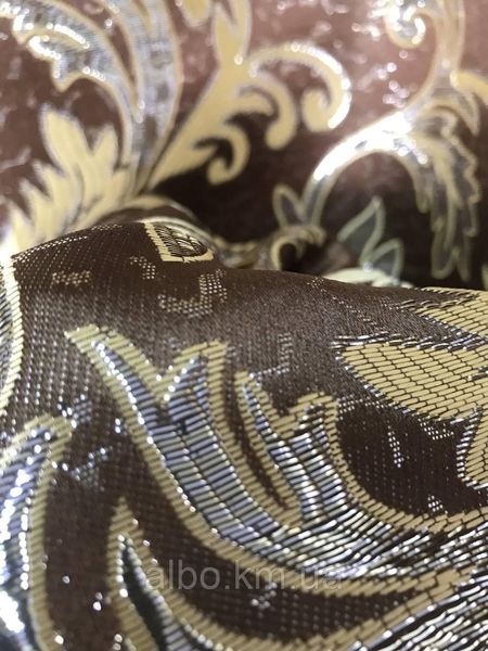 Легкая шторная ткань жаккард цвета темный шоколад с люрексовой ниткой, ширина 1.5 м на метраж (D26-12) 1530256004 фото