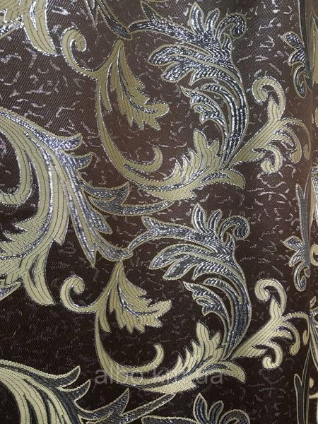 Легка шторна тканина жаккард кольору темний шоколад з люрексовой ниткою, ширина 1.5 м на метраж (D26-12) 1530256004 фото
