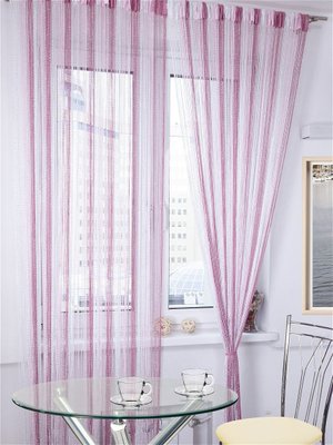 Шторы нитки для зала комнаты, нитяные шторы в зал кухню спальню, кисея для дома Розово-бело-малиновые (NL-210) 1305429528 фото