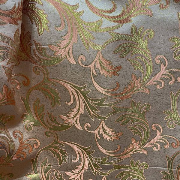 Легка шторна тканина жаккард з люрексовой ниткою персикового кольору, ширина 1.5 м на метраж (D26-11) 1530263296 фото