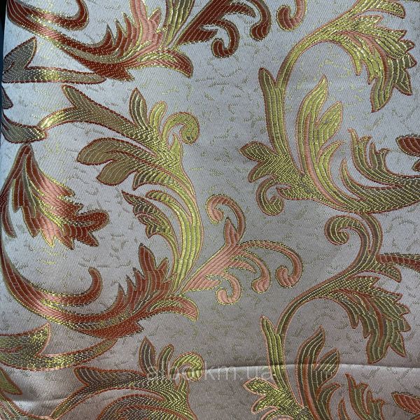Легкая шторная ткань жаккард с люрексовой ниткой персикового цвета, ширина 1.5 м на метраж (D26-11) 1530263296 фото