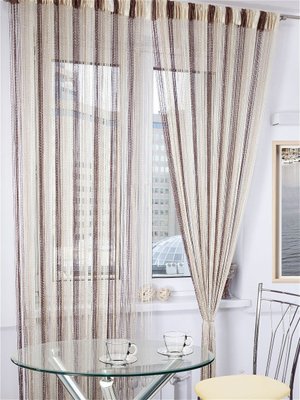 Тюль з нитковими шторами для будинку спальні кімнати, штора з ниток в зал кухню Коричнево-золото-бежевий (NL-302) 1305478507 фото