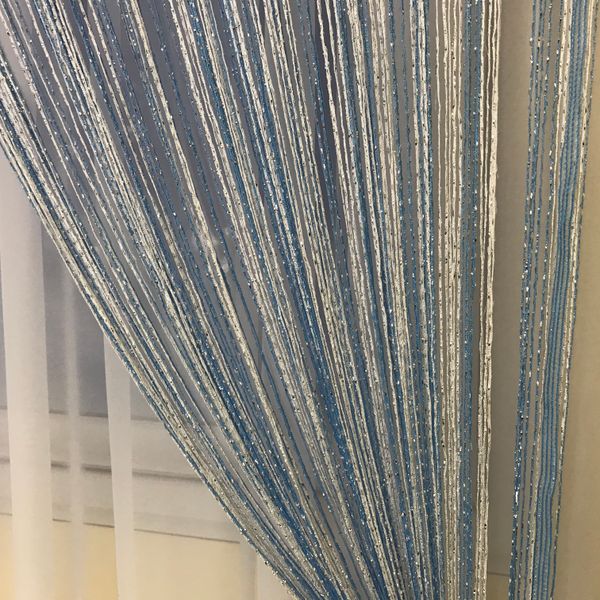 Штори нитки на кухню з люрексом 300x280 cm Біло-блакитний (NL-309) 1376094375 фото