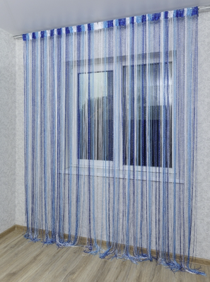 Тюль кисея в комнату зал хол, шторы нитяные на окна в спальне кухне детской Бело-сине-голубой (NL-304) 1305507856 фото